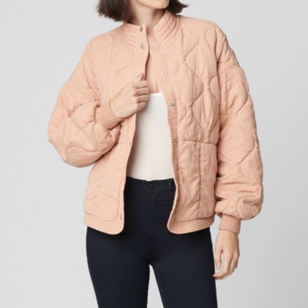 Anthro BLANK NYC Blush Pink Quilted Bomber Jacket - Picture 2 of 15